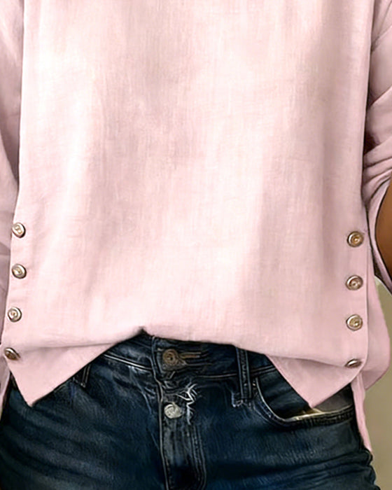 Top Casual Rundhals Knopfdesign