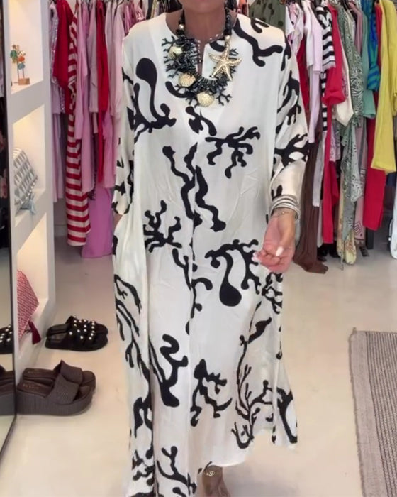 Kleid Langarm Vintage Druck
