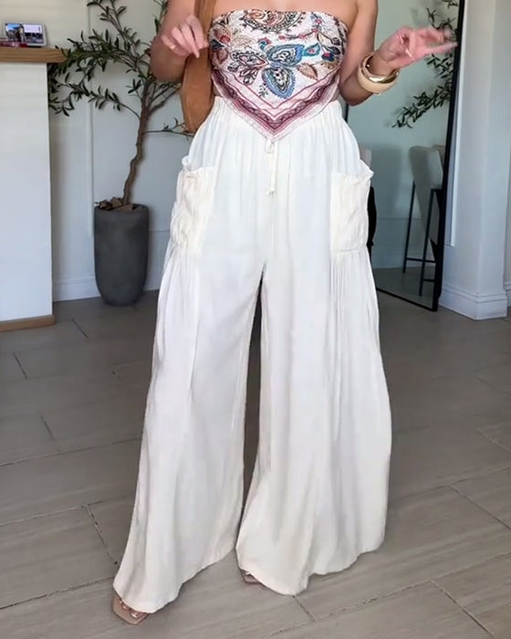 Hose Kordelzug Plissiert Tasche Weites Bein