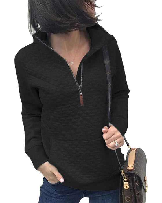 Sweatshirt Lässig Reißverschluss Langarm