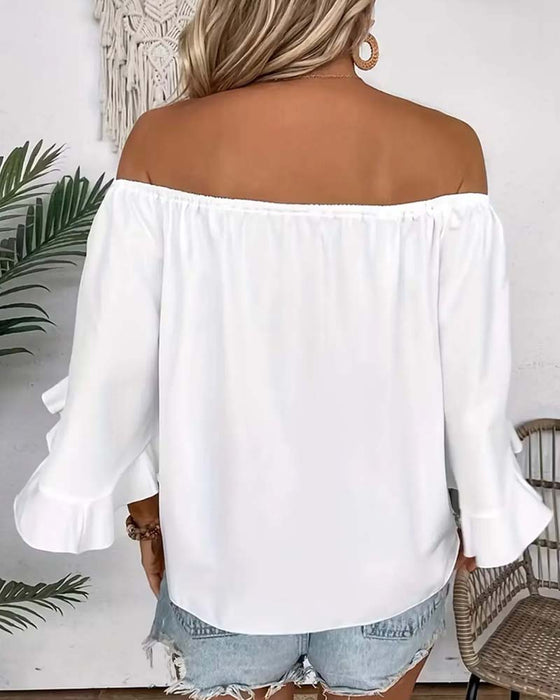 Bluse Bandage Off-Shoulder Rüschenärmel