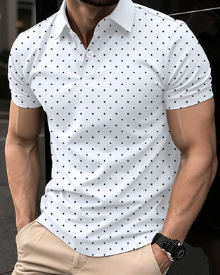 Lässiges Polo-Kragen-T-Shirt Mit Kleinen Punkten
