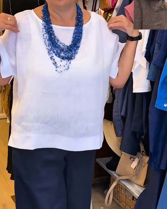 Bluse Rundhals Einfarbig Gerade Lässig