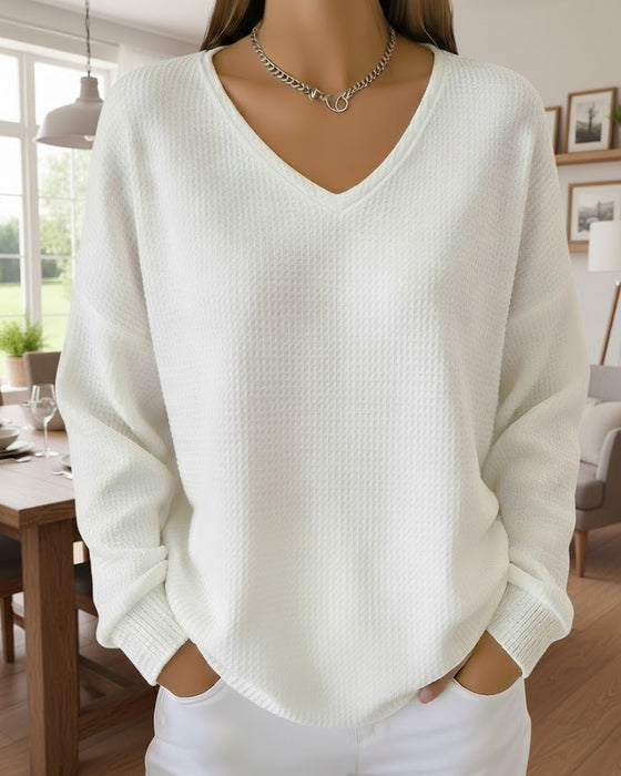 Lockerer Freizeit-Sweatshirt Mit V-Ausschnitt