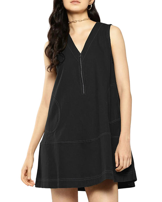 Kleid Ärmellos Reißverschluss A-Linie