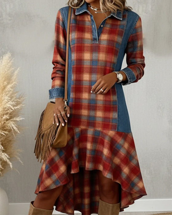Kleid kariert Revers Mode
