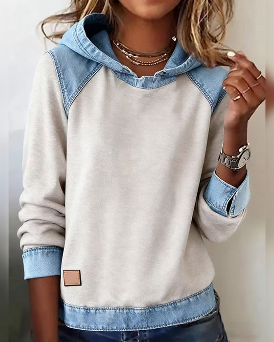 Kapuzen-Sweatshirt Mit Kontrast-Einsätzen