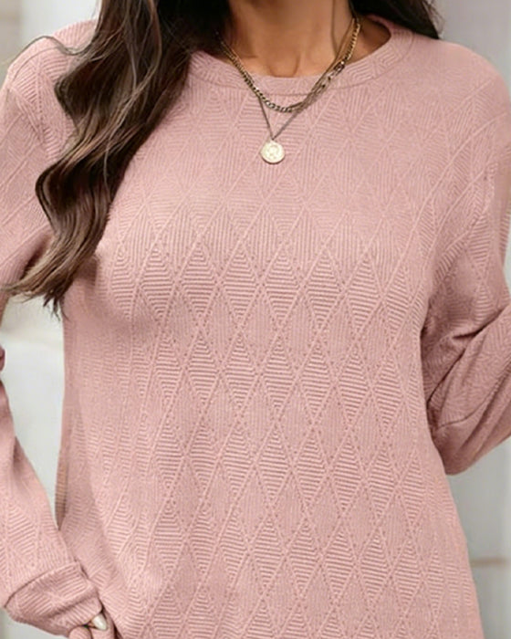 Top Rundhalsausschnitt Diamant-Jacquard