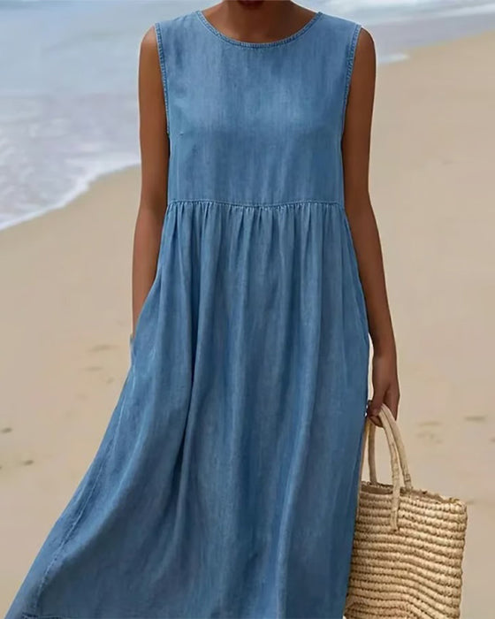 Kleid ärmellos lässig Denim