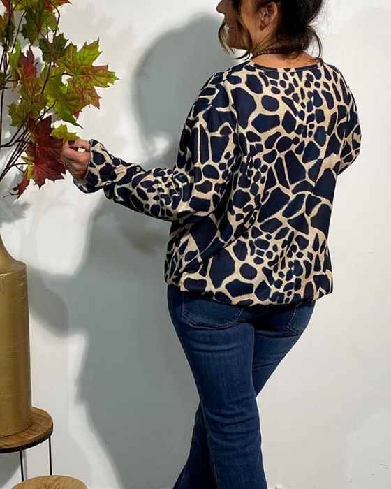 Bluse V-Ausschnitt geometrischer Print Mode