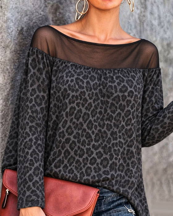 Oberteil Leopard Mesh Patchwork