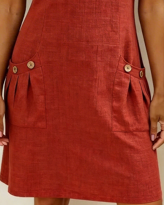 Kleid Reißverschluss Tasche Baumwolle Leinen