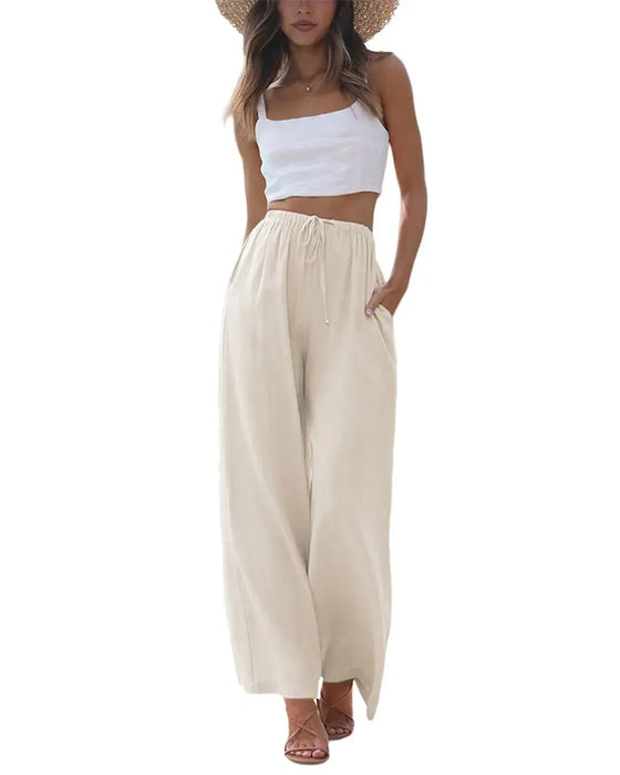 Hose Loose Fit Lässig Kordelzug Weit Bein