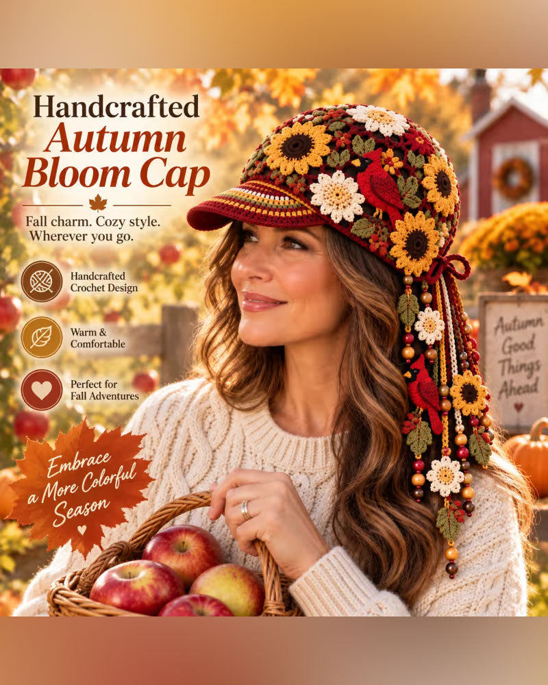 🍂 Damen Handgefertigte Gehäkelte Herbst Baseballkappe