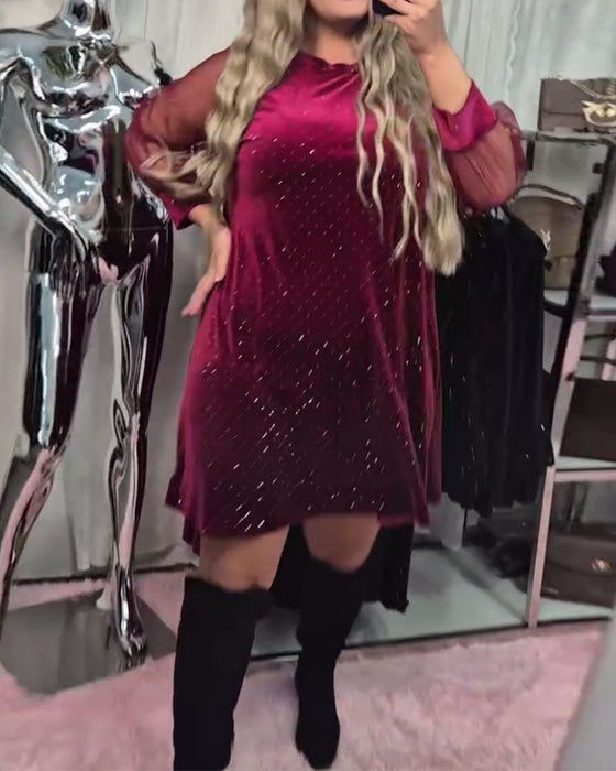 Kleid Mesh Langarm Elegant