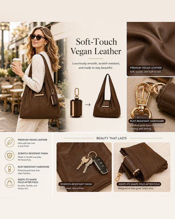 Verwandelbare Charm-Tasche – Stilvolle Vegane Leder Tote & Schlüsselanhänger-Charm