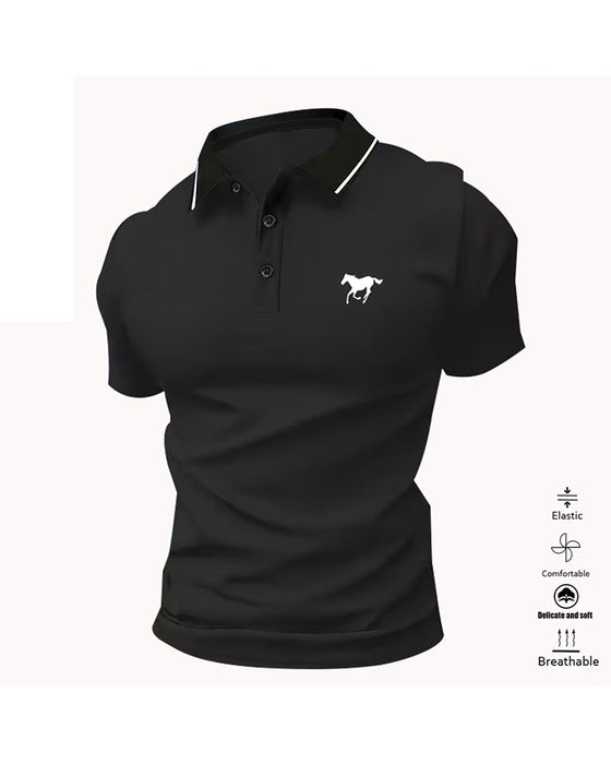 Herren-T-Shirt Mit Revers, Kurzarm