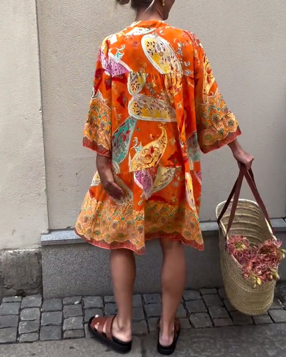 Bohème-Kleid mit Modedruck