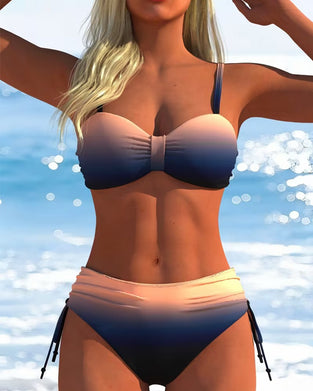 Bikini Farbverlaufsmuster Kordelzug Mode