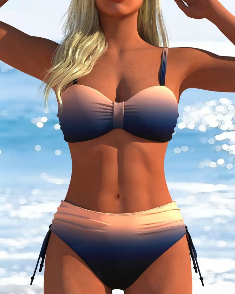 Bikini Farbverlaufsmuster Kordelzug Mode