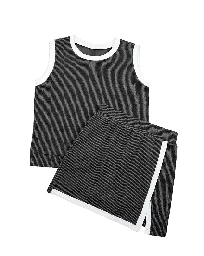 Set Gestreift Geteilt Blickdicht Tanktop
