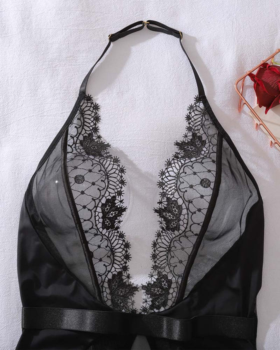 Durchsichtige rückenfreie One-Piece-Unterwäsche mit Ausschnitten