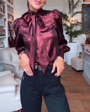 Bluse Puffärmel Flatterband Vornehm