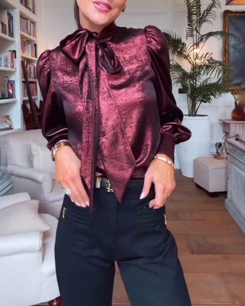 Bluse Puffärmel Flatterband Vornehm