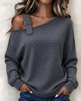 Bluse Schulterfrei Langarm Locker