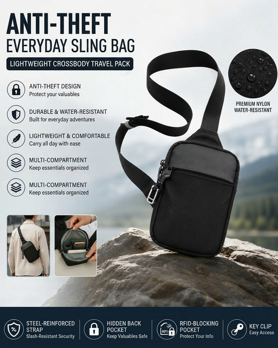 Diebstahlsichere Everyday-Slingbag – Leichter Crossbody-Reiserucksack
