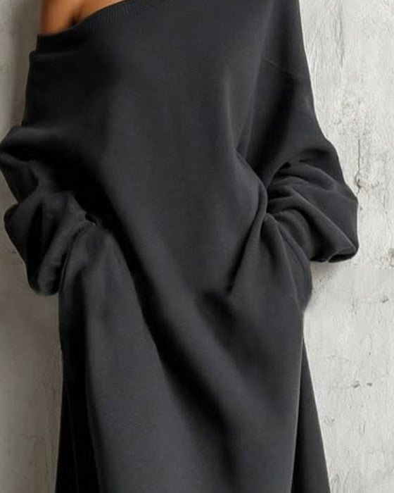 Kleid Langarm Ein-Schulter