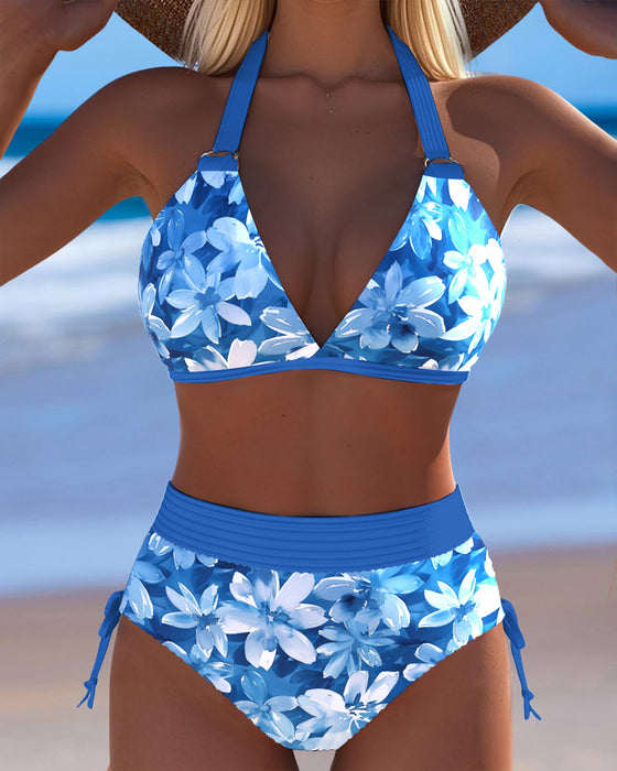 Bikini Sexy Tiefer V Bedruckt Zweiteilig Dreieck