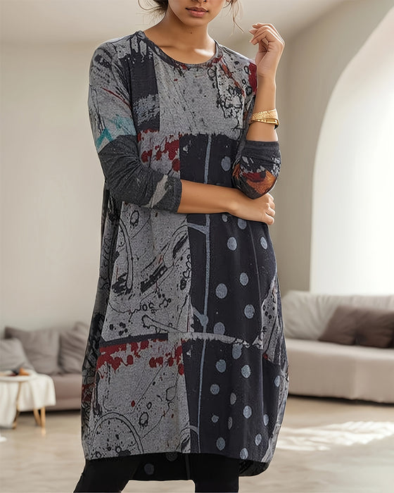 elegantes Retro Kleid mit Print