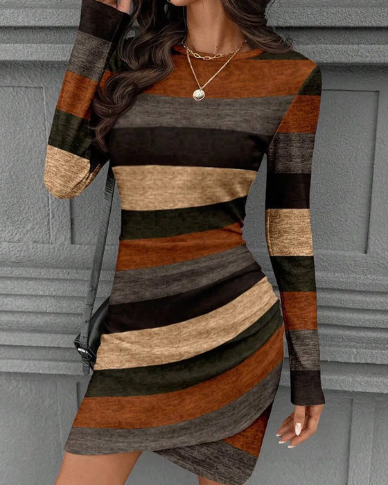 Kleid Vintage Streifen Langarm