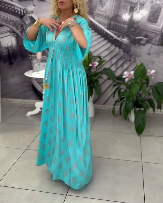 Kleid locker Urlaubsmuster Taille Maxi