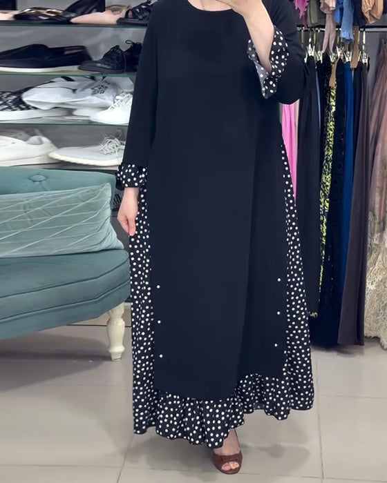Kleid gepunktet Patchwork Druck