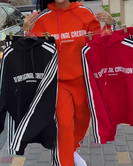 Set Gestreift Lässig Langarm