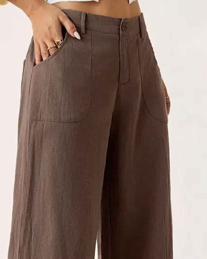 Hose Gummibund Tasche Lässig Weit Bein