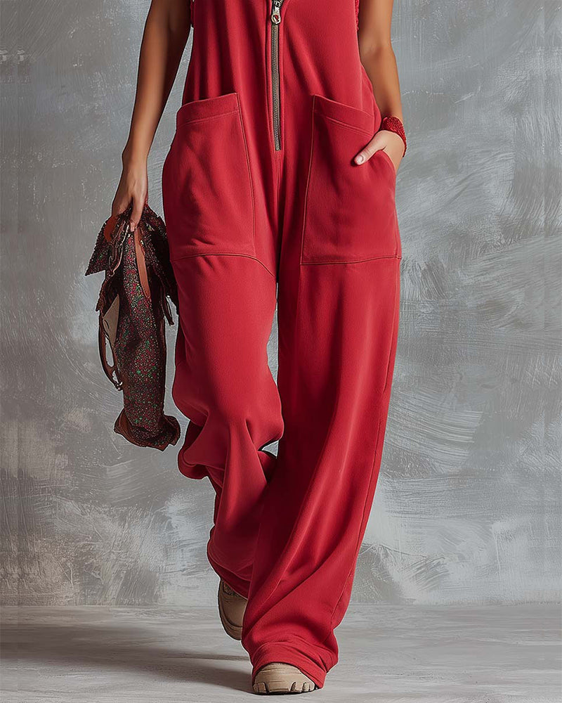 Jumpsuit Mit Kapuze Ärmellos