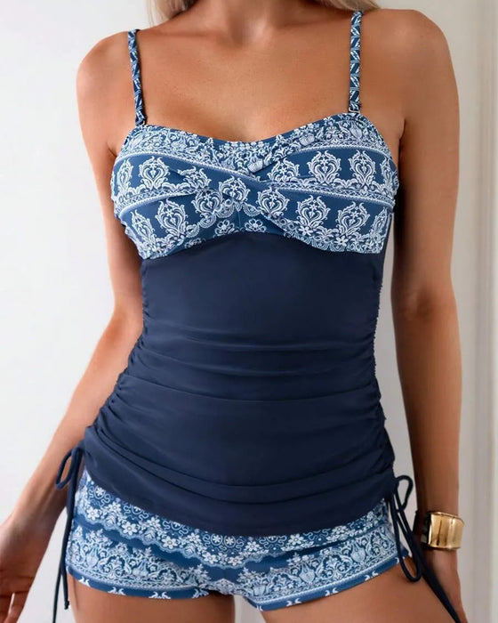 Tankini Spaghettiträger Seite Kordelzug