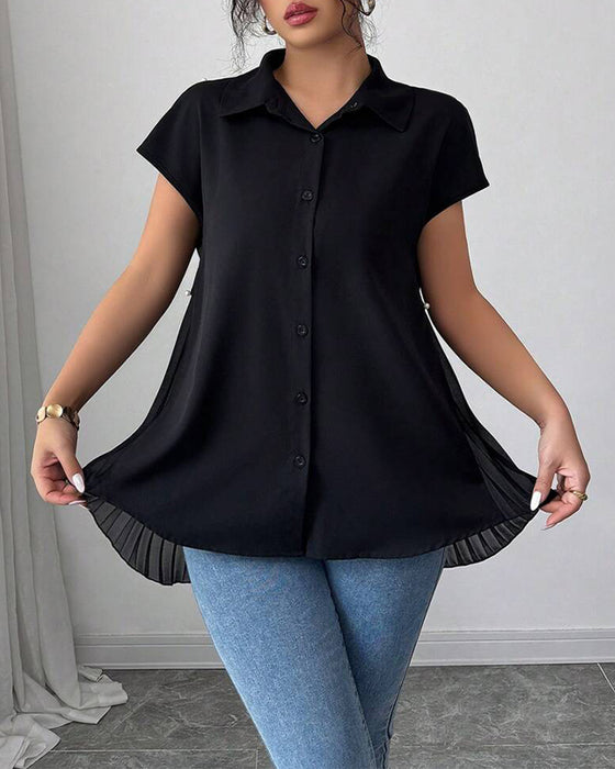 Hemd Perlen Chiffon Panel Plissee