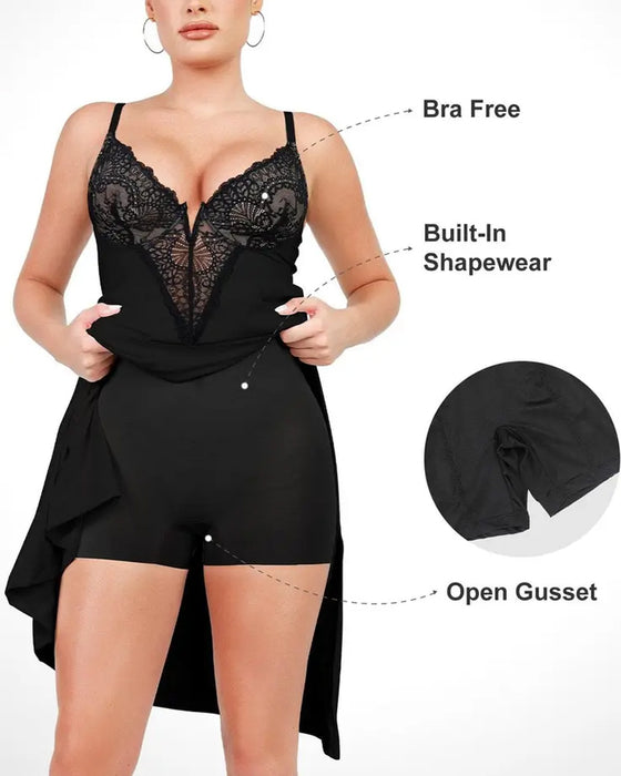 Maxikleid mit Trägern und Spitze