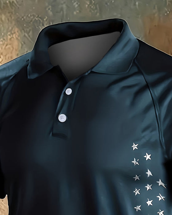 T-Shirt Kragen Sterne Und Streifen Kurzarm