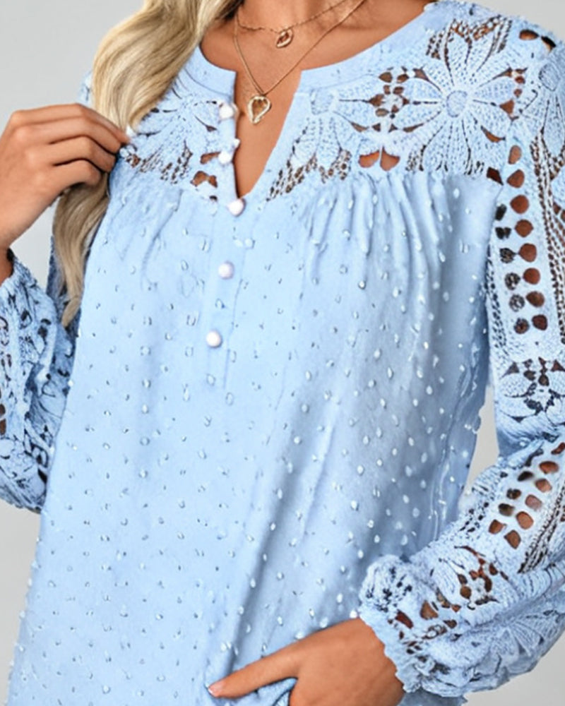 Bluse 3D-Blumen-Openwork zusammengesetzt