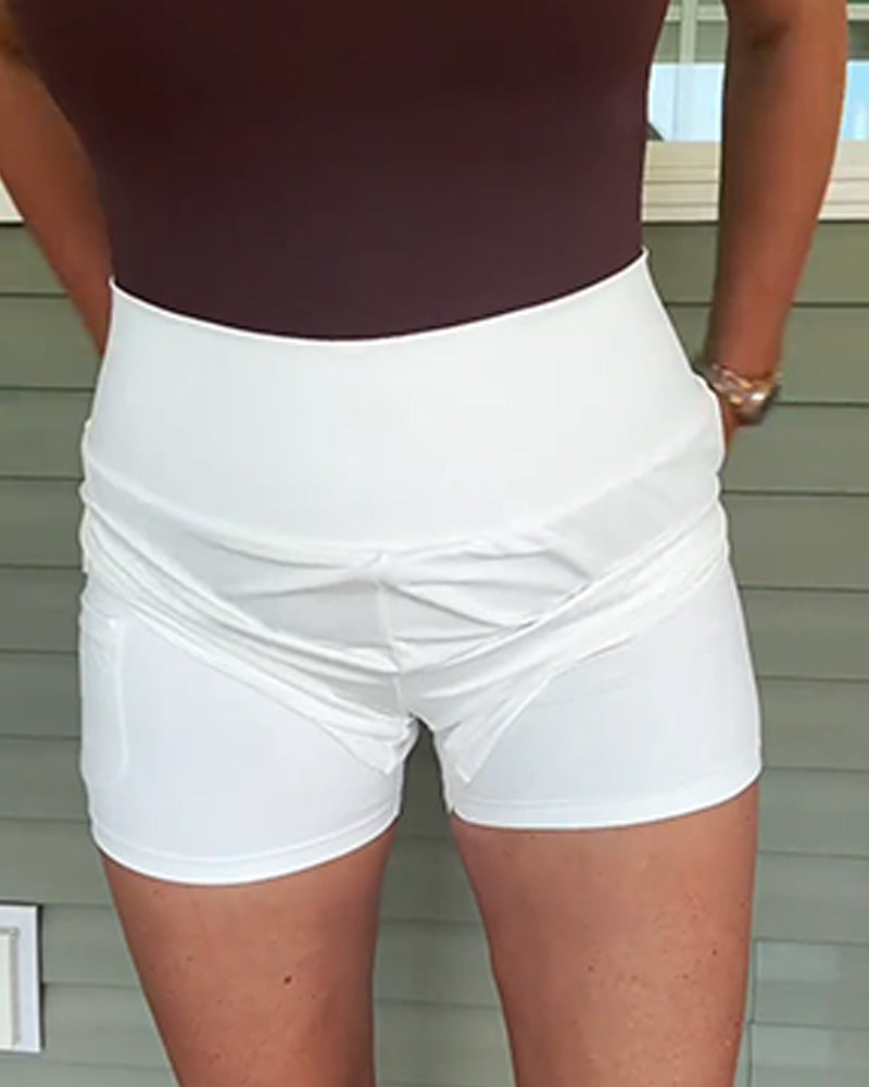 Shorts Hohe Taille Anti-Exposition Doppelt Lage Sport