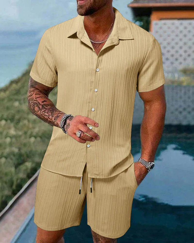 Zweiteiler Casual Herren Kurzarm Hemd