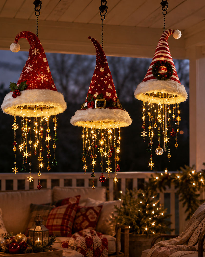 🎅 Beleuchteter Weihnachtsmannhut Hängender Kronleuchter🎄