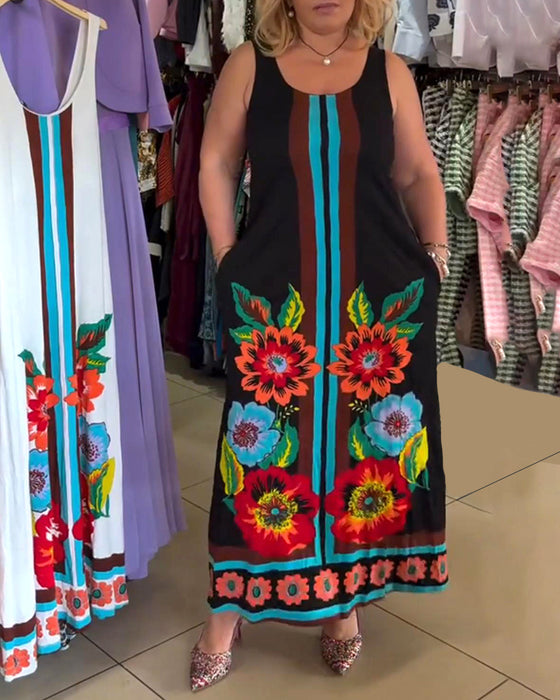 Kleid Ärmellos Bedruckt Oversized