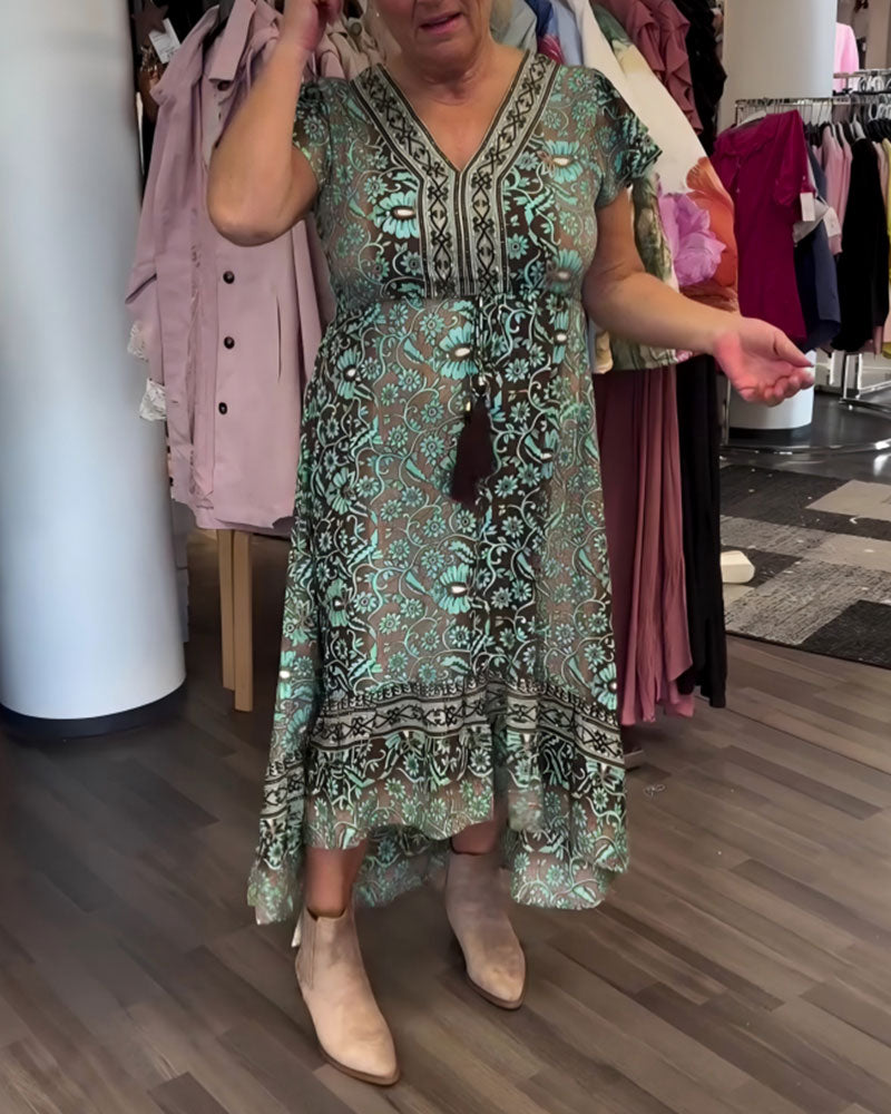 Kleid Retro Blumenmuster Mittelarm