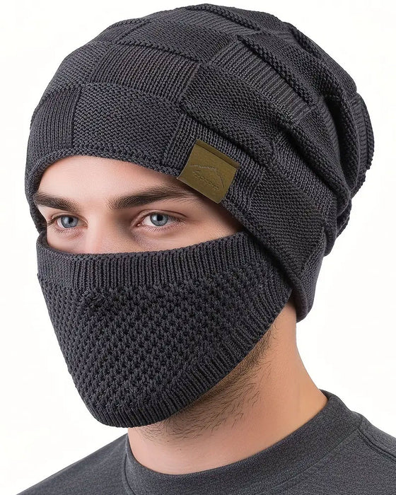 Strickmütze Maske Set Winter Mütze Gesicht Ohr Abdeckung